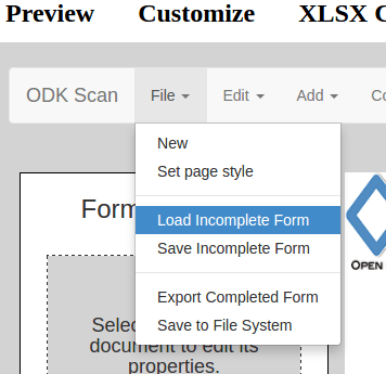 Load an Incomplete Form in Scan Form Designer