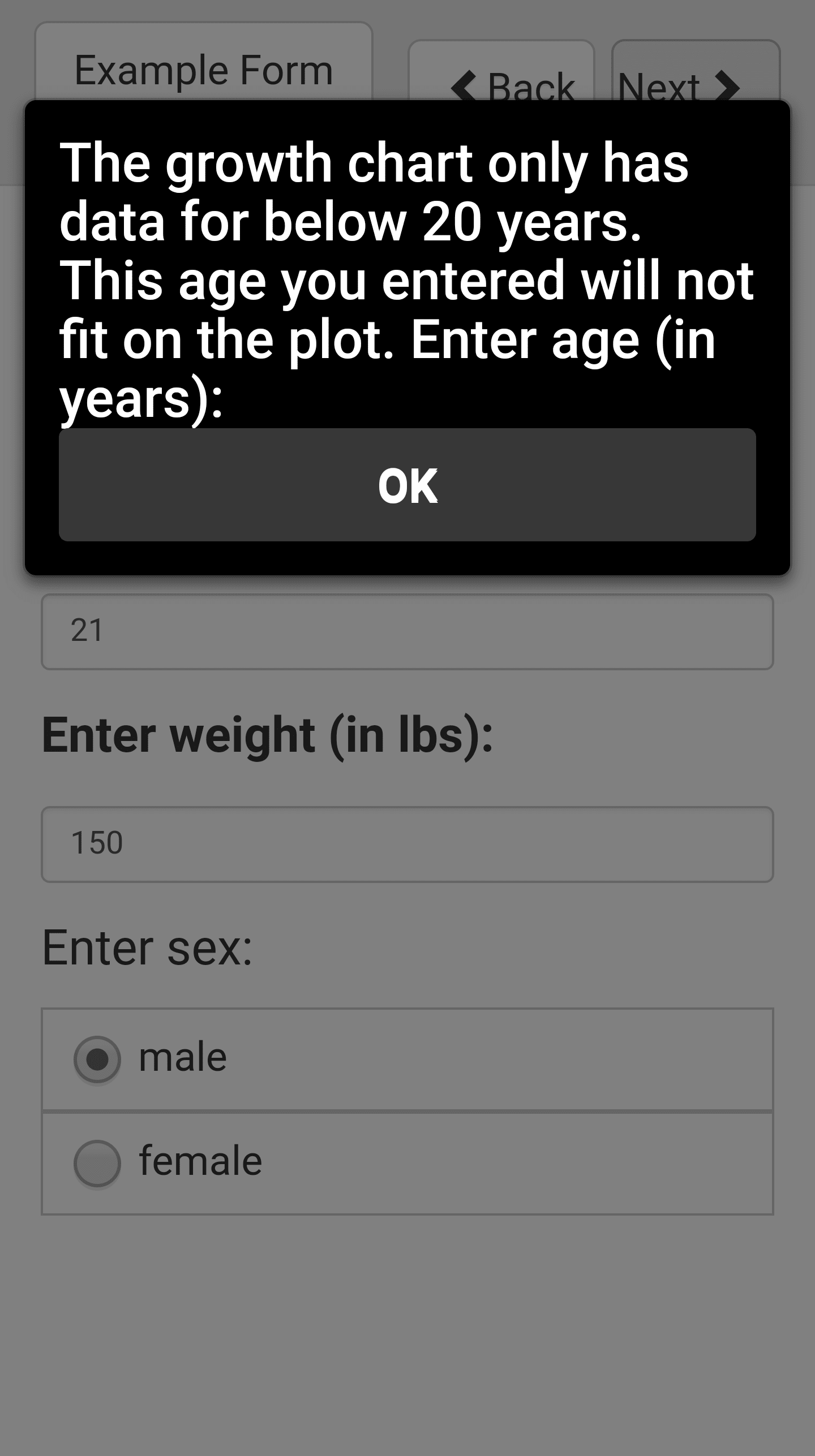 Survey Example Form Graph Validate