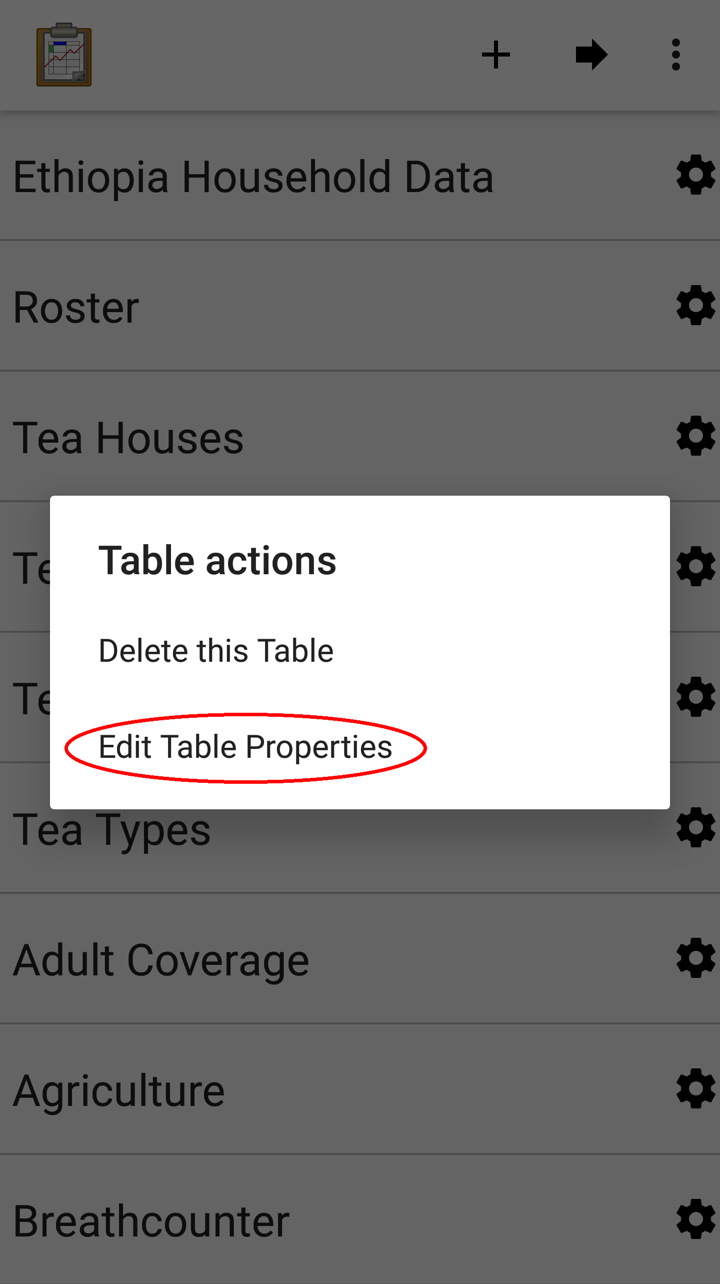 Edit Table Properties