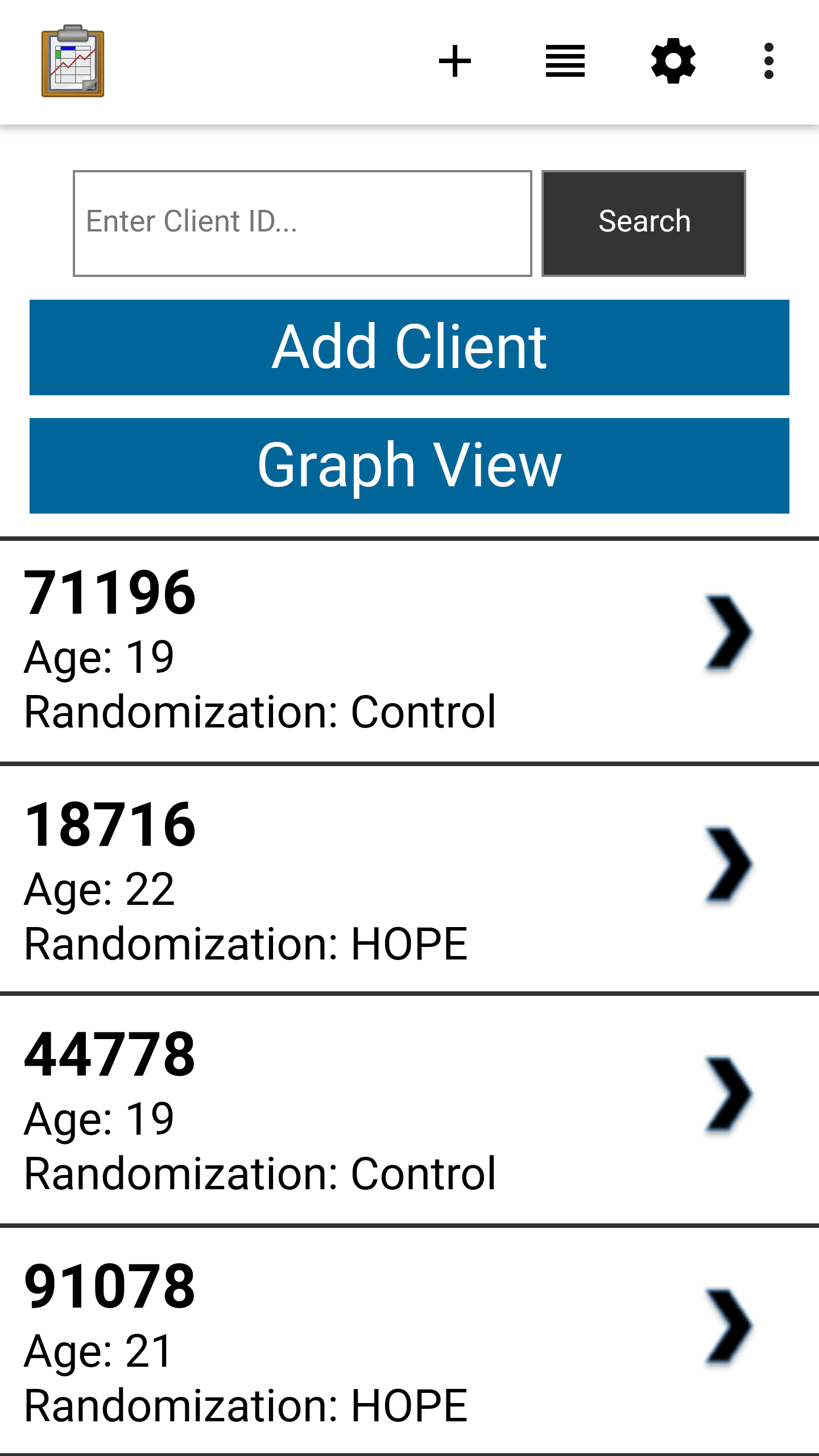 Tables List View