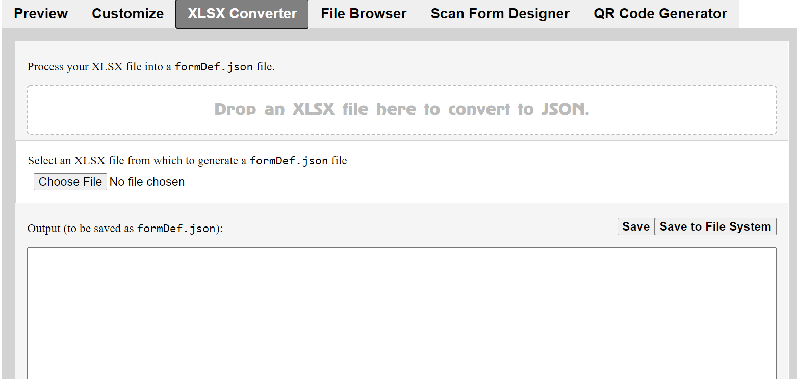The XLSX Converter tab in the ODK-X Application Designer